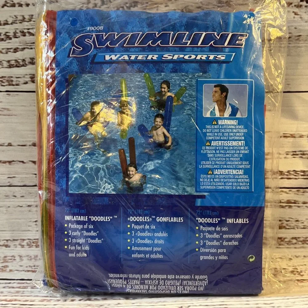Swimline‎ Doodles Inflatable Pool Noodles - Multicolor, 6 Pack
